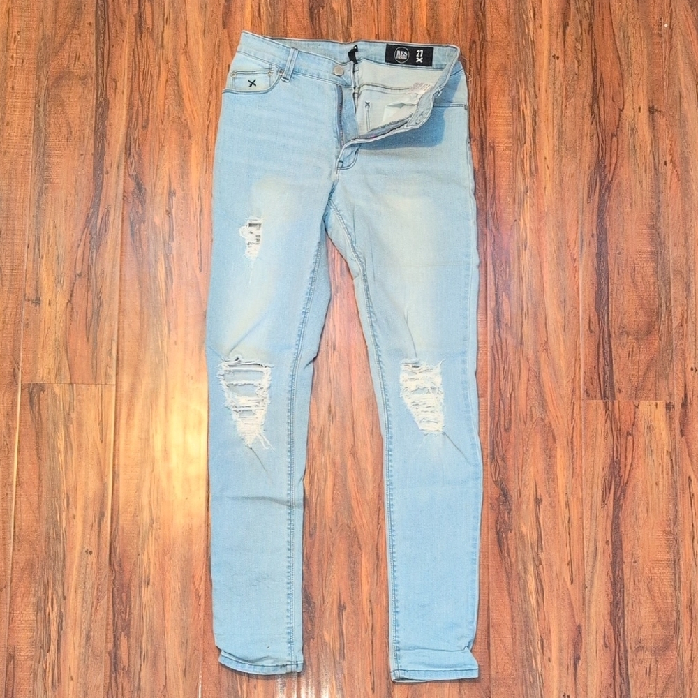 Light Blue Skinny Distressed Denim